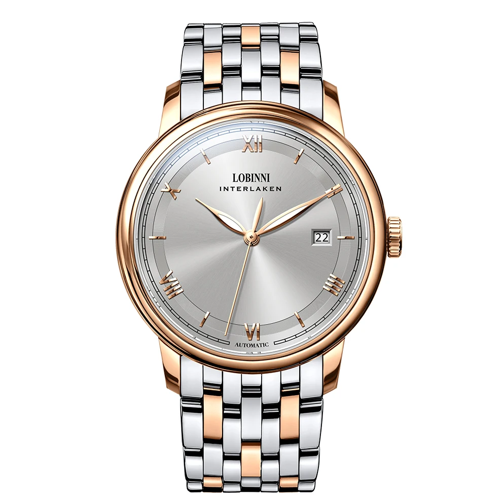 LOBINNI 316L Stainless Steel Automatic Mechanical Watches Men Ultra Thin White Dial Luxury Seagull Movement Waterproof Watches