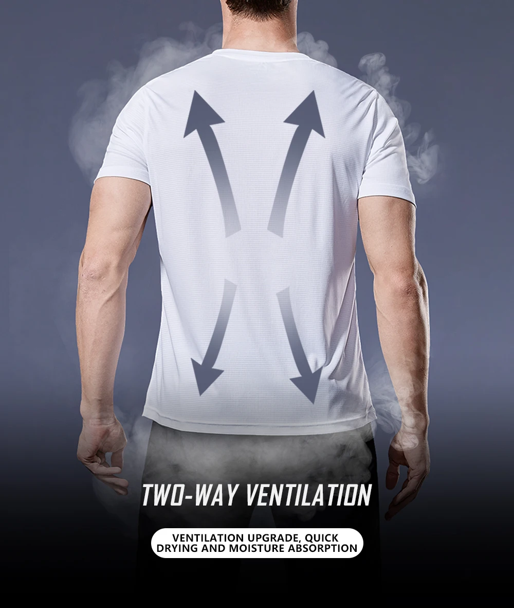 Sommer-T-Shirt für Herren, lässige weiße T-Shirts, kurzärmeliges Oberteil, atmungsaktive T-Shirts, schnelltrocknendes Fitness-Shirt, Fußballtrikot, Herrenbekleidung – Detail 8
