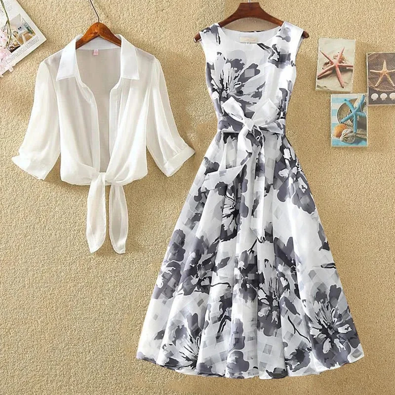 Women 2 piece sets outfits summer 2024 korean trend two piece set dress set Fashion elegant floral DressesNew in matching sets