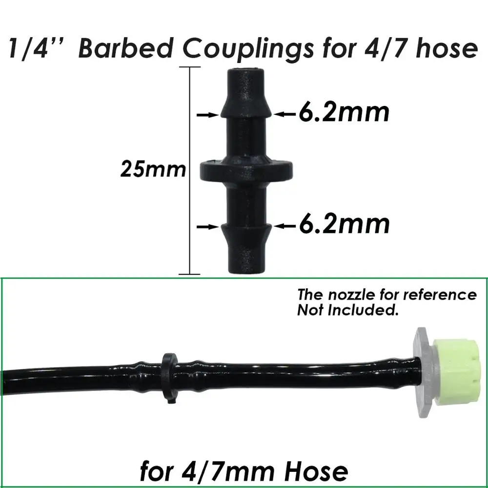 SPRYCLE 50PC 4/7mm Plastic Couplings Double Barbed Connector for 1/4