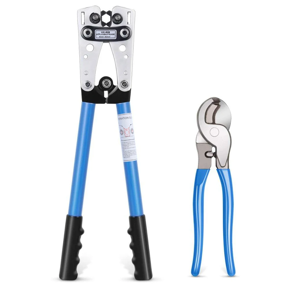 HX-50B Wire Crimper Plier Cable Lug Crimping Hand Tool Set Ratchet Terminal Crimping Pliers Cutter Tools