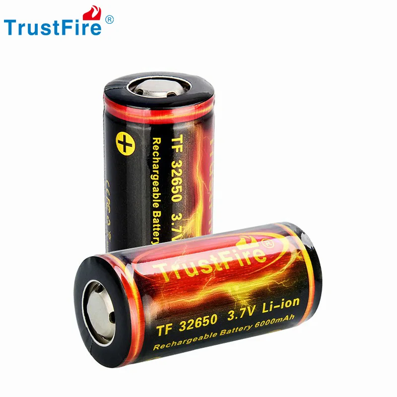 High Quality Trustfire  32650 3.7v 6000mAh Rechargeable Li-ion Battery with PCB Protected Board for 26650 Flashlights