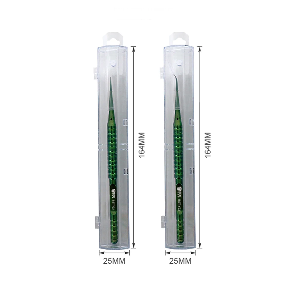 Pinzas de precisión ultrafinas de aleación de titanio, pinzas de huellas dactilares, Material ligero para BGA IC Chip, juego de herramientas manuales de reparación de teléfonos, 1 ud.
