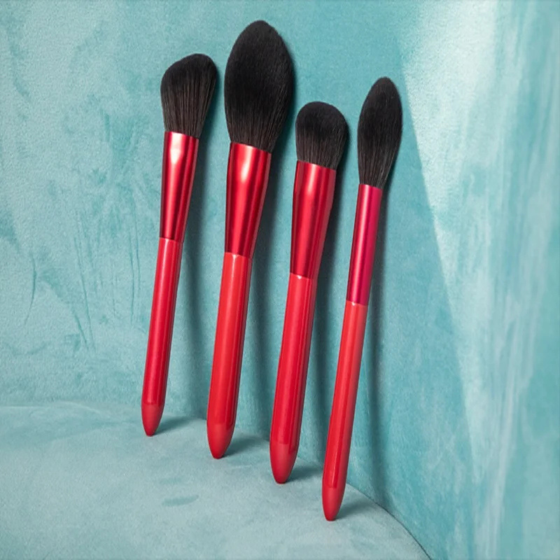 Shinedo Christmas Red 11pcs Professional Eye Shadow Makeup Brush Kits Eyeshadow Kabuki Eyeliner Blending Eyebrow Synthetic Hair