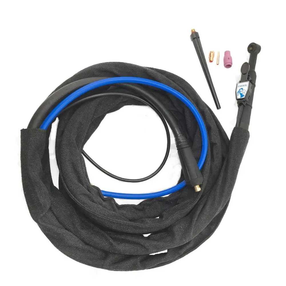 WP-9 TIG Welding Torch Power Gas Separated 16-25mm Dinse Plug Hose Nut M16*1.5mm 4m 12Feet Cloth Cover