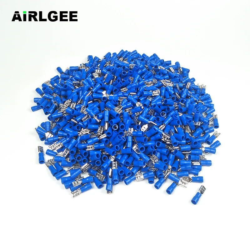 FDD2-187  4.8mm Female Spade Pre-Insulated Electrical Crimp Terminal Wire Connector 16-14AWG Blue 1000Pcs/Pack