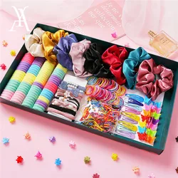 1000/300/100 Pack Candy Color Elastic Nylon Hair Bands Hair Clips Set Cute Rubber Band Scrunchies Hair Accessories Headdress