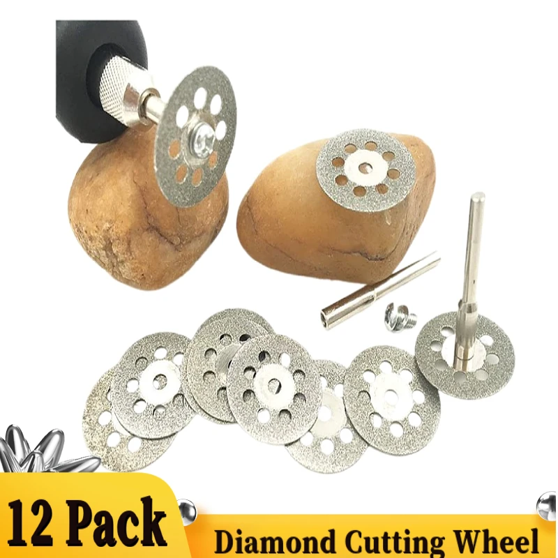 

10Pcs Diamond Cutting Wheel Cut Off Discs 20mm 22mm 25mm Coated Rotary Tool WITH/ Mandrel 3mm 2 Pcs ,Metal, Marble, For Dremel ,