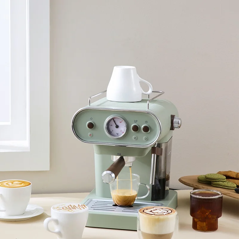 15bar Italian Electric Coffee Machine Espresso Maker Retro Semi-Automatic Pump Type Cappuccino with Steam Milk Frother
