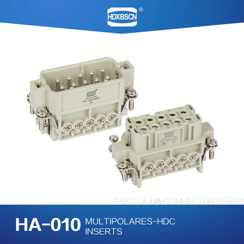 

HDXBSCN Сверхмощный разъем HDC HA-010-F 10-контактный разъем питания 10А прямоугольная авиационная вилка