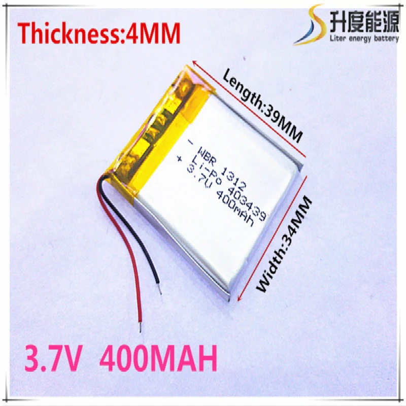 Polymer battery 400 mah 3.7 V 403439 smart home MP3 speakers Li-ion  for dvr,GPS,mp3,mp4,cell phone,speaker