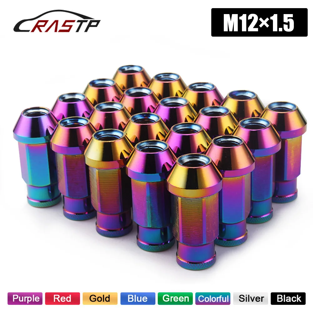 

20Pcs Universal Racing Wheel Lug Nut Aluminum 50mm Car Lug Wheel Nuts Screw with logo RS-LN007