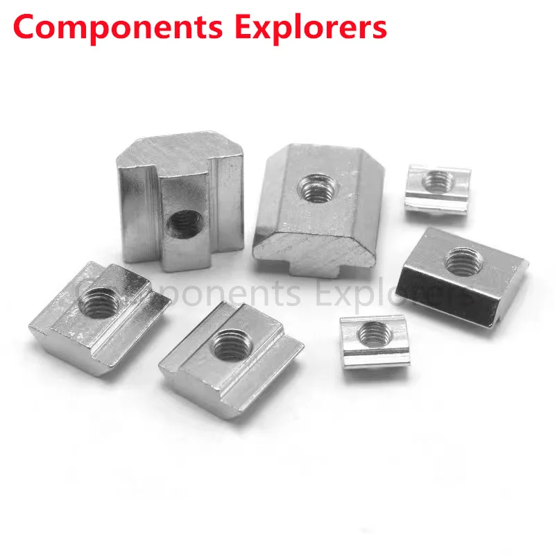 

20 Series T Block Square nuts M3 M4 M5 M6 T-Track Sliding Hammer Nut for Fastener Aluminum Profile 2020