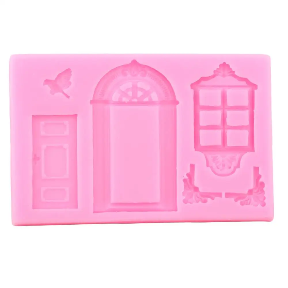 3D Window Door Silicone Mold Birds Fondant Mould Cake Decorating Tools Candy Chocolate Gumpaste Moulds