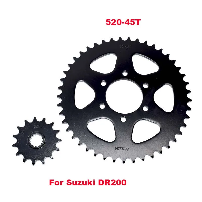 

DR 200 Mortorcycle Front & Rear Set 520-45T 15T Chain Sprocket Gear Steel For Suzuki DR200 DR200SE DR200S