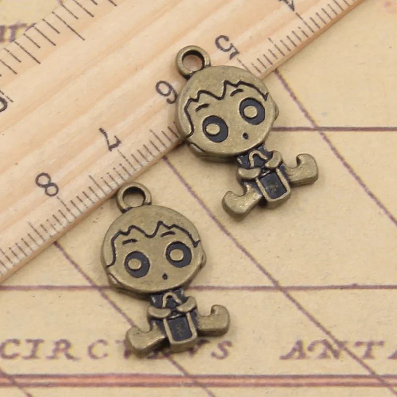 12pcs Charms Baby Boy 24x13mm Antique Bronze Silver Color Pendants Making DIY Handmade Tibetan Finding Jewelry For Bracelet