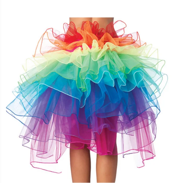 Lady's Rainbow Tail Ballet Tutu Skirt For Women New Halloween Costume Cosplay Fluffy Organza Rave Dance Skirt