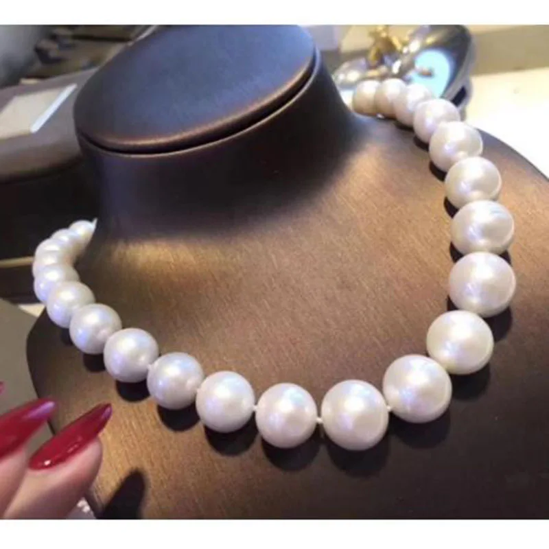 gorgeous 8-9mm south sea round white pearl necklace 48inch 14k/20