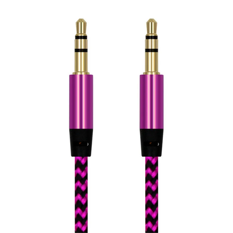 Cổng Aux Trên Ô Tô 1M Nylon Jack Cắm Cáp Âm Thanh 3.5 Mm To 3.5 Mm Aux Dây Đực Âm Thanh cáp Aux Vàng Cho iPhone Dây Loa