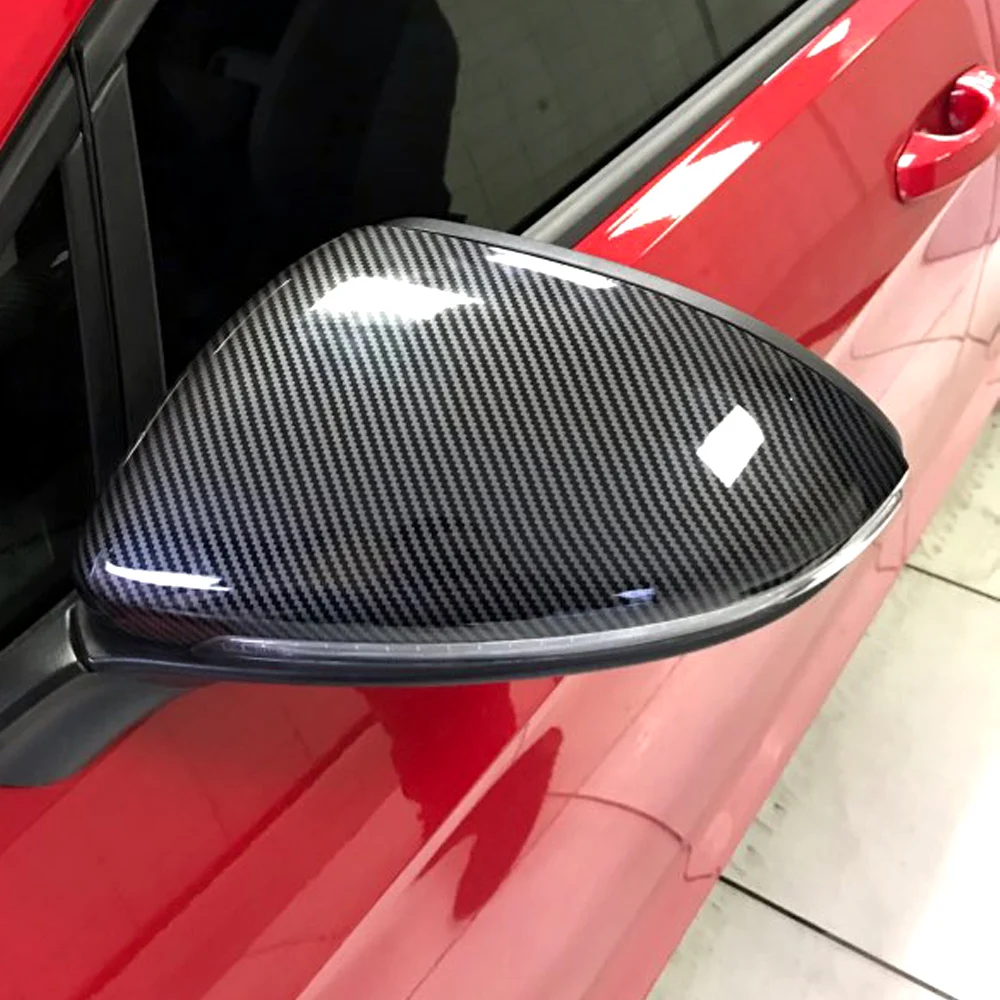 

2PCS Mirror Covers Caps RearView Mirror Case Cover For VW Golf MK7 7.5 GTI 7 7R Carbon Bright Black Cover car accessory