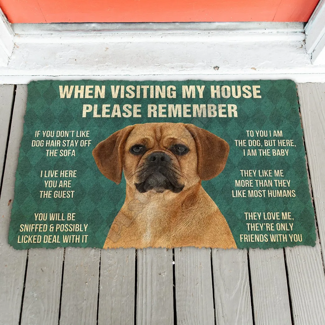 3D Please Remember Puggle Dogs House Rules Doormat Non Slip Door Floor Mats Decor Porch Doormat