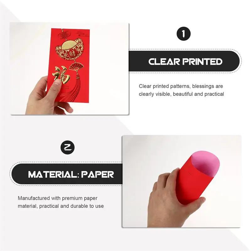 36Pcs Rode Envelop Nieuwe Jaar Rode Pocket Chinese Nieuwjaar Rode Enveloppen Rode Zak Lente Festival Huwelijk Verjaardag Rode enveloppen