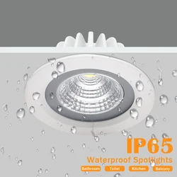 Led Ip65 Downlight COB Downlight wpuszczane Led lampa sufitowa 5W 7W 12W lampa punktowa Led łazienka balkon wc wodoodporne oświetlenie