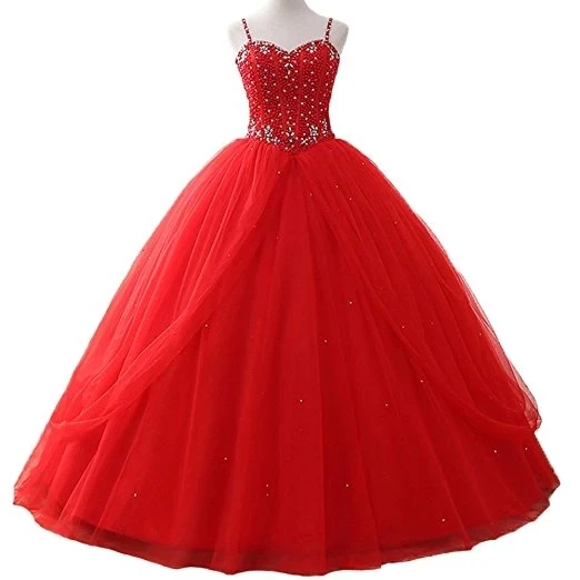 

ANGELSBRIDEP Quinceanera Dresses Vestido 15 Anos Fashion Spaghetti Straps Beading Bodice Floor-Length Sweet 16 Debutante Gowns