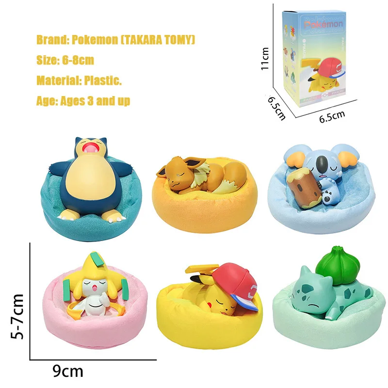 Genuine Pokemon Starry Dream Series Anime Figures With Plush Base Model Dolls Toy Pikachu Jirachi Eevee Komala Snorlax Kids Gift