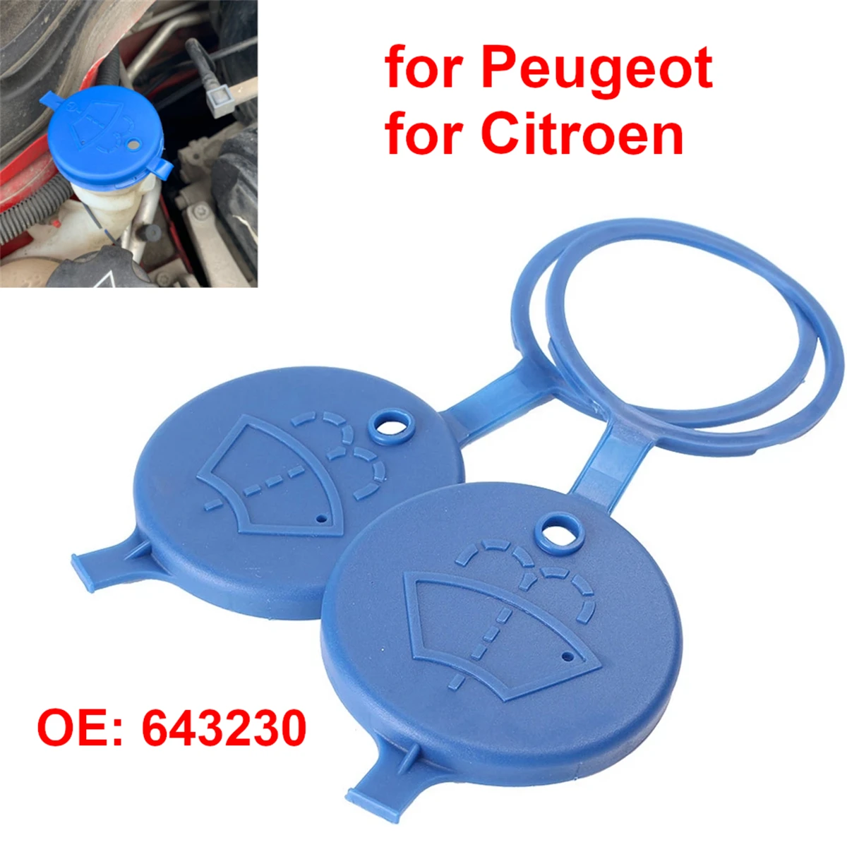 2Pcs Car Windshield Wiper Washer Fluid Reservoir Lid Cover Tank Bottle Pot Cap for Peugeot 106 206 207 406 5008 Citroen C2