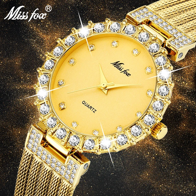 MISSFOX-Reloj de cuarzo de marca de lujo con diamantes para mujer, cronógrafo de pulsera resistente al agua, gran laboratorio, horas