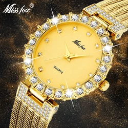 MISSFOX-Reloj de cuarzo de marca de lujo con diamantes para mujer, cronógrafo de pulsera resistente al agua, gran laboratorio, horas