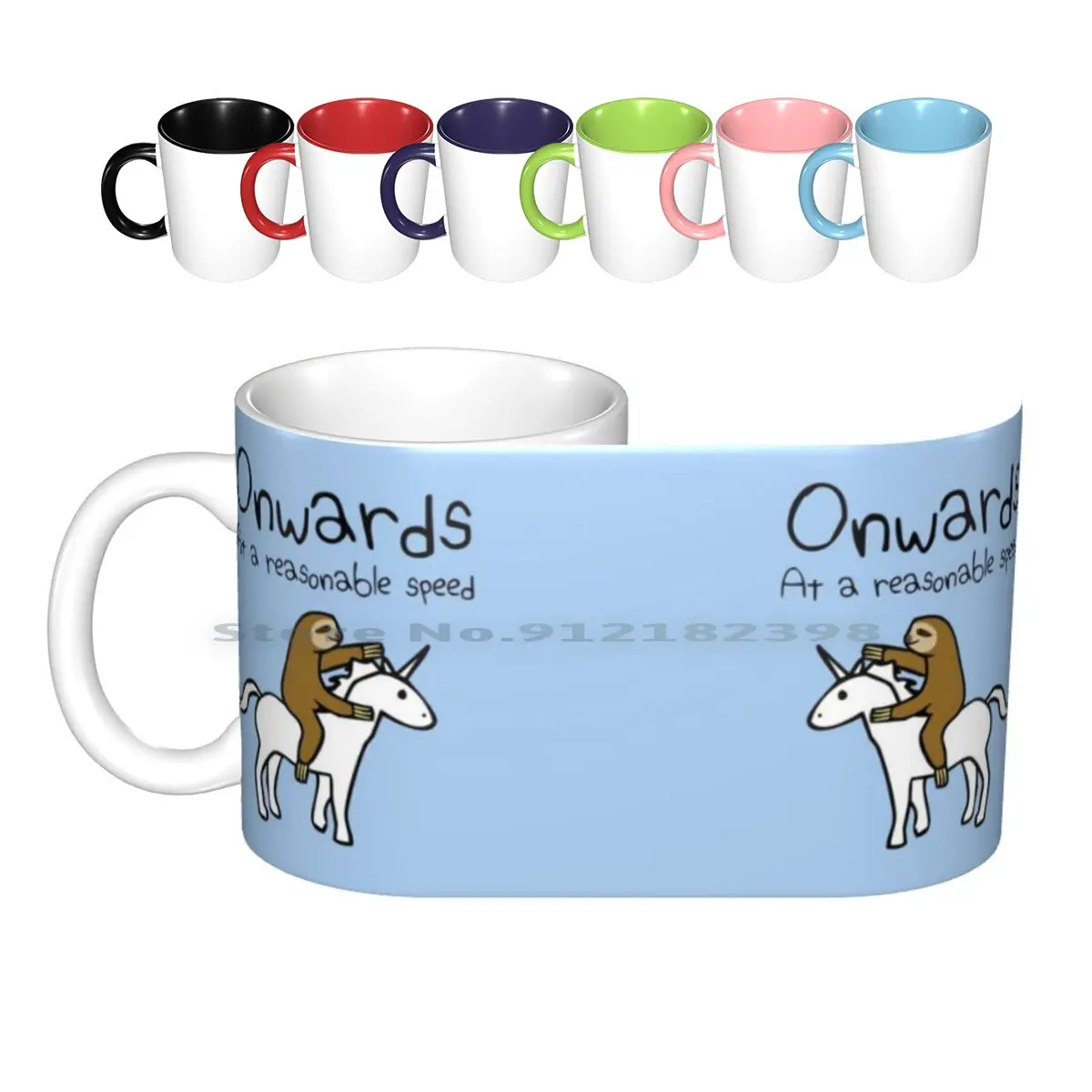 Onwards! At A Reasonable Speed ( Sloth Riding Unicorn ) Ceramic Mugs Coffee Cups Milk Tea Mug Sloth Sloths Unicorn Unicorns