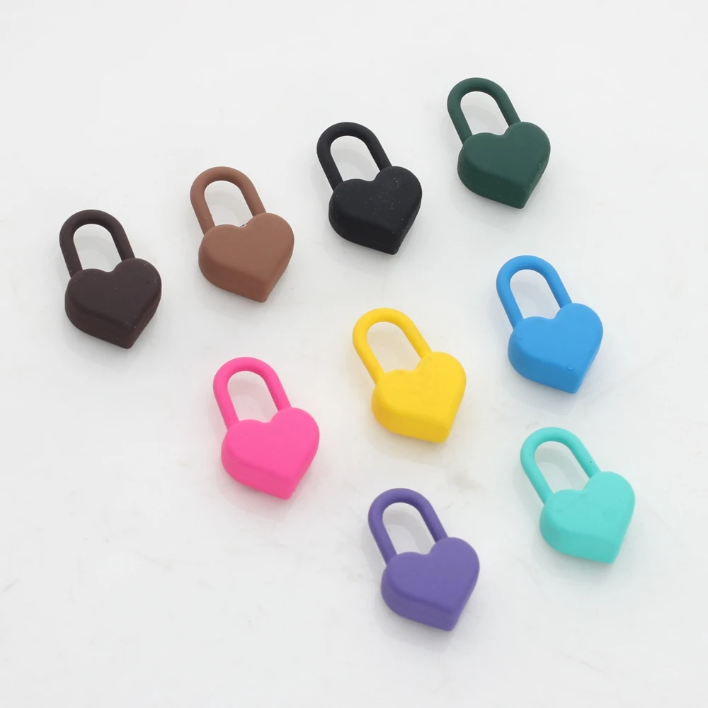 Zinc Alloy Material Spray Matte Scrub Color Rubber Hear Lock Charms 10pcs/lot For DIY Fashion Jewelry Earring Making Accessories