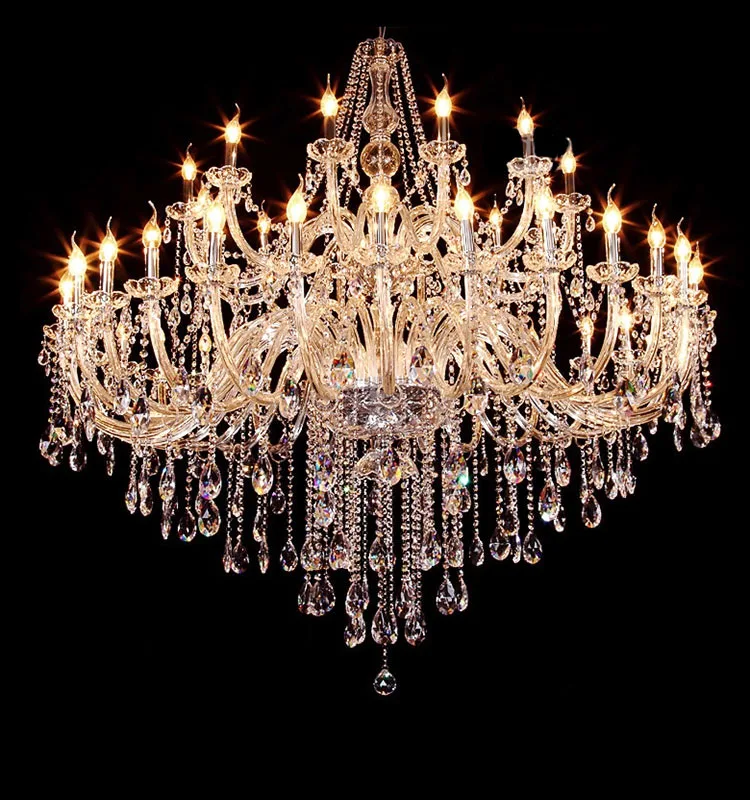 

40 pcs Living room decor crystal chandelier large hotel lighting fixtures Church luxury led candle chandeliers E14 led lamparas