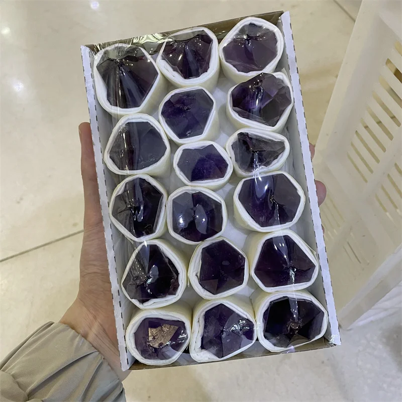 

Wholesale Natural Amethyst Cluster Mineral Specimen Deep Violet stone Healing Stone Home Decoration Crafts Decoration Gifts box