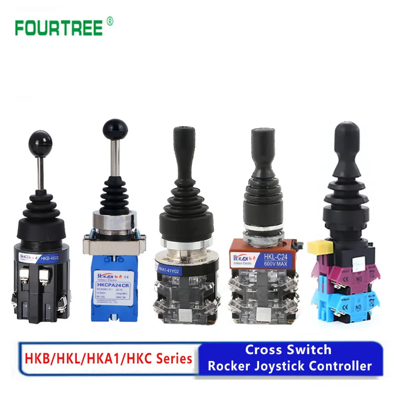 Joystick Switch Monolever Rocker Cross Master Switch 2-way 4-way  Self-reset Self-locking 2NO 4NO Hole Size 22mm 30mm HKL HKC