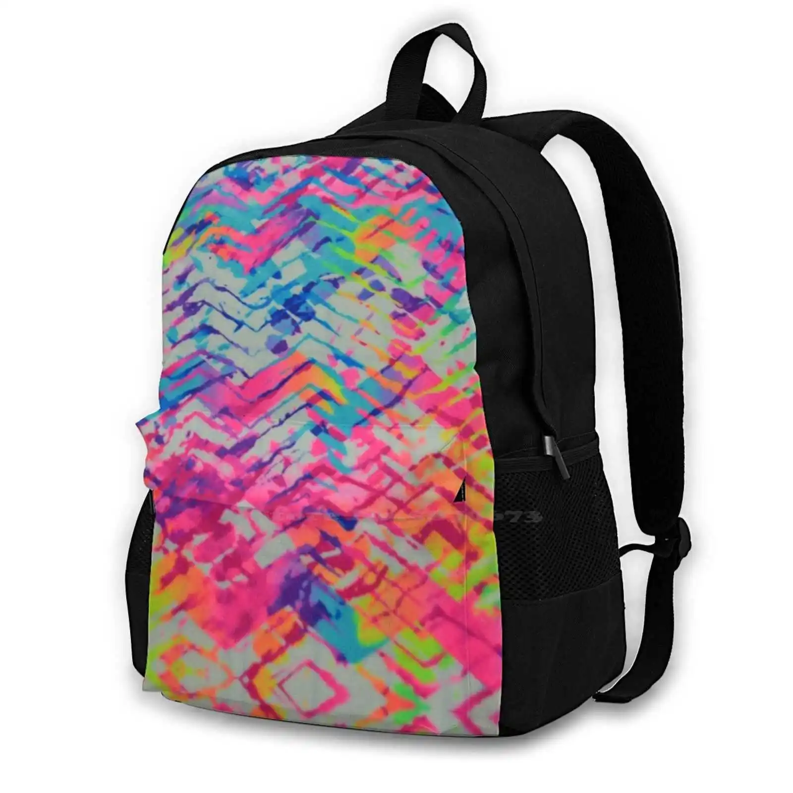 Neon Pattern Pattern Design Bag Student'S Backpack Tie Methods Tie Dye Shorts Tie Dye Paintings Tie Dye Images Tie Dye Pictures