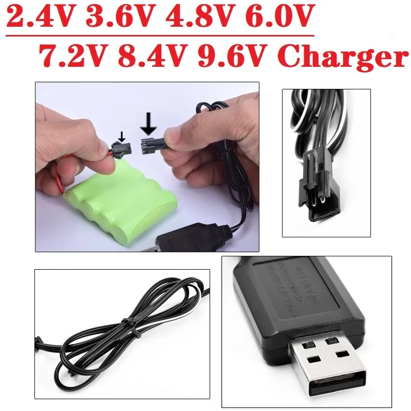 SM-2P 2.4V 3.6V 4.8V 6.0V 7.2V 8.4V Chargeur USB Pour Ni-Cd Ni-laissée Pack SM Plug Pour rc jouets batterie 6V 9.6 mAh Chargeur