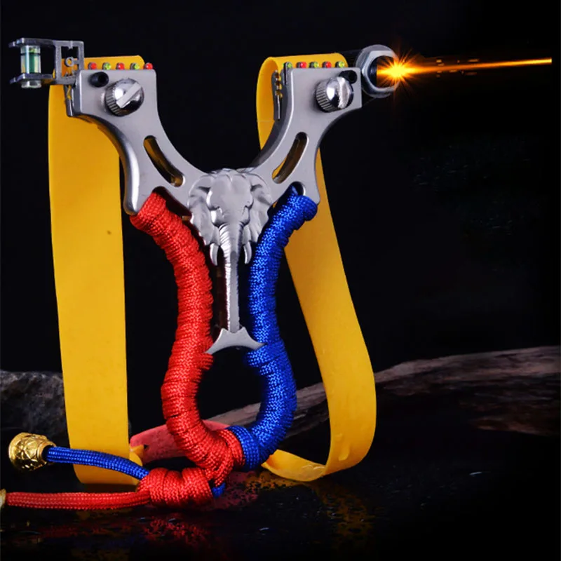 

Powerful Flat Rubber Band Slingshot Outdoor Hunting Alloy Catapult with Laser Sight High-power Playing Shooting Competitive Bow