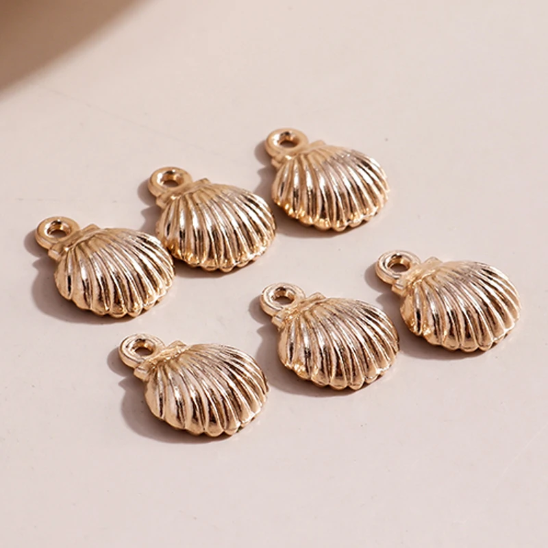 Leslie 80pcs/lot 10*12mm Trendy Metal Gold Color Shell Charms Pendants for DIY Making Earrings Necklaces Jewelry Findings