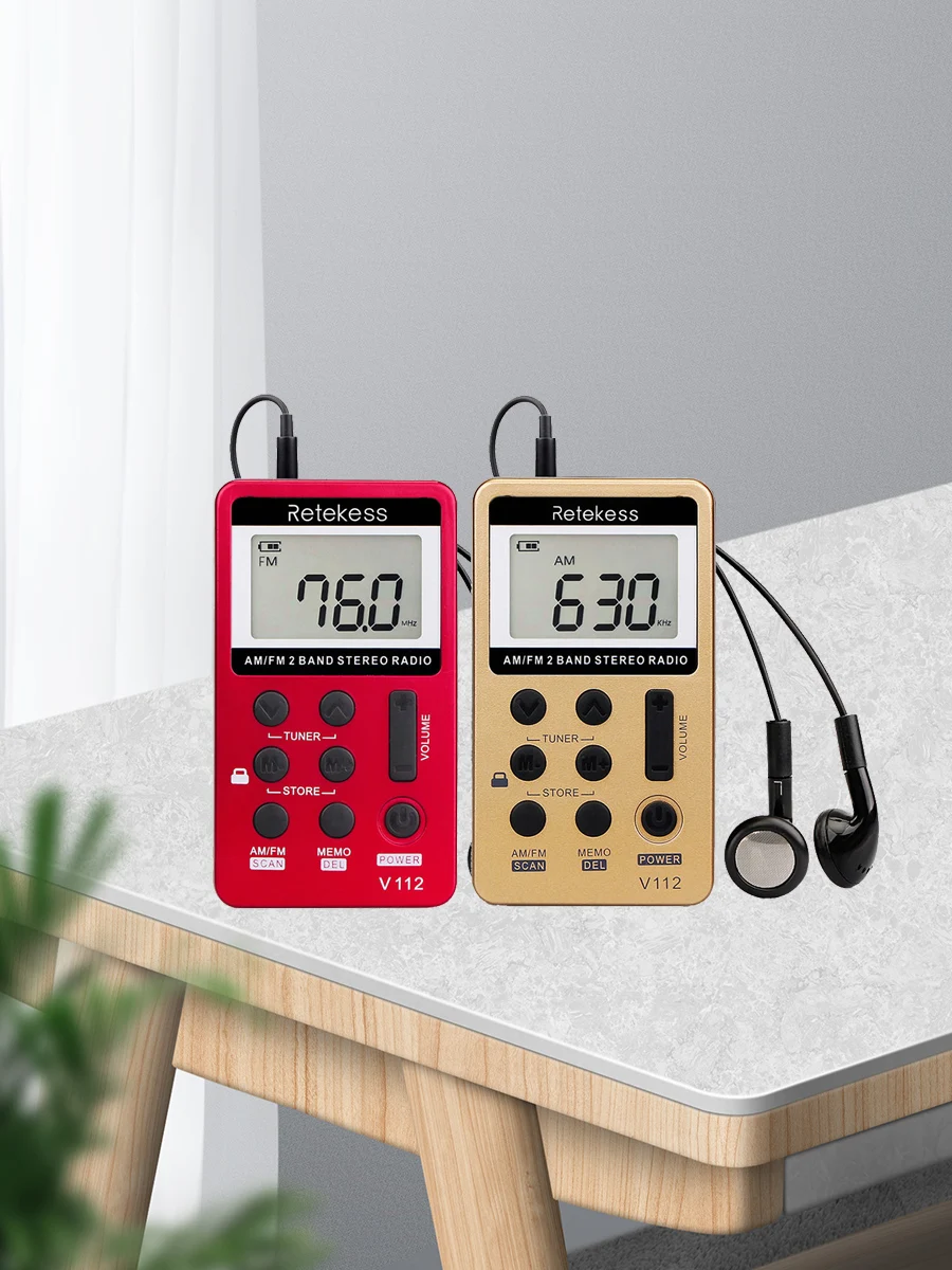 Radio Retekess V112 Mini kieszeń odbiornik radiowy przenośne radia AM FM akumulator czas snu dla walkmana wybrać się na pieszą wycieczkę — zdjęcie produktu 7