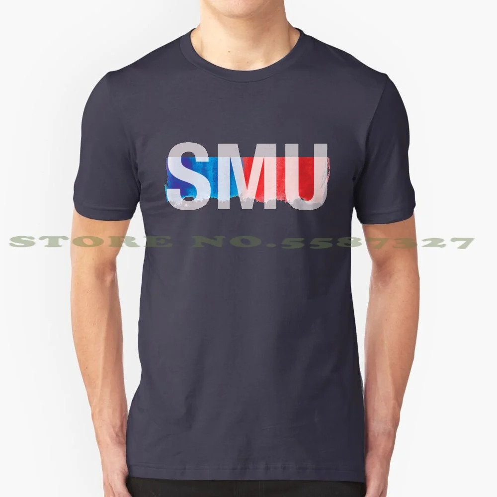 Smu Light Paint Overlay 100% Pure Cotton T-Shirt Smu Southern Methodist University Dallas Texas Dtx Dfw Red White Blue Black