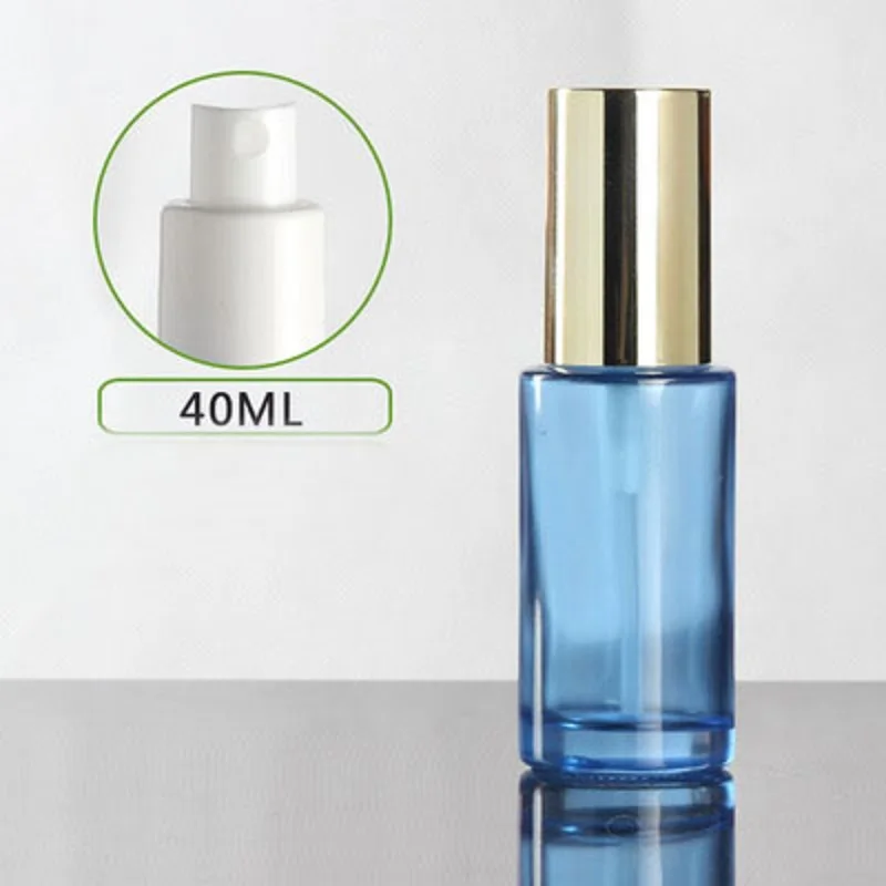 40ml frosted/green/blue/white glass bottle shiny gold lid for serum/lotion/emulsion/foundation/gel skin care cosmetic packing