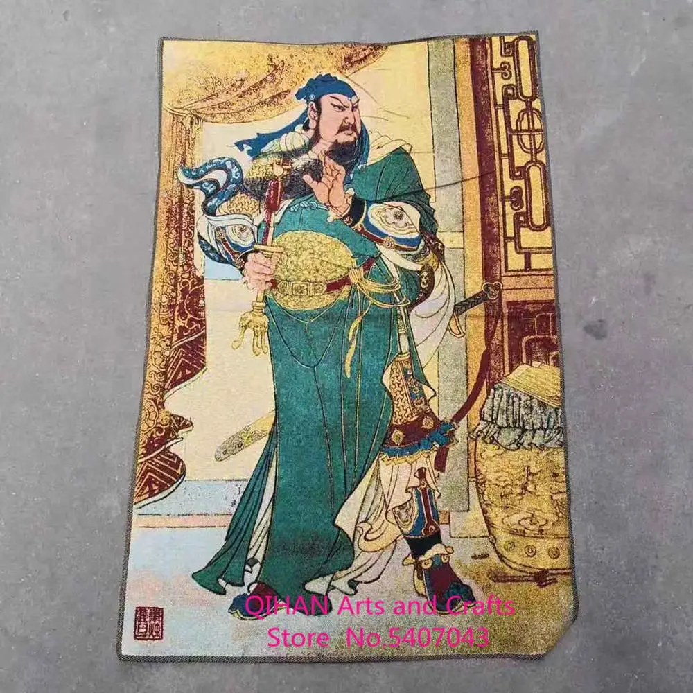 Tangka embroidery Tantric silk brocade portrait of Guan Gong Guan Yu Wu God of wealth like Jialan Dharma protector Buddha