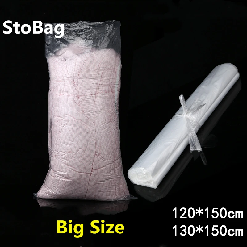 

StoBag 50pcs PE Big Clear Frosted Dust Fan Clothing Covers Plush Toy Packing Bag Moisture Water Proof Paper Box Inner Flat Bags