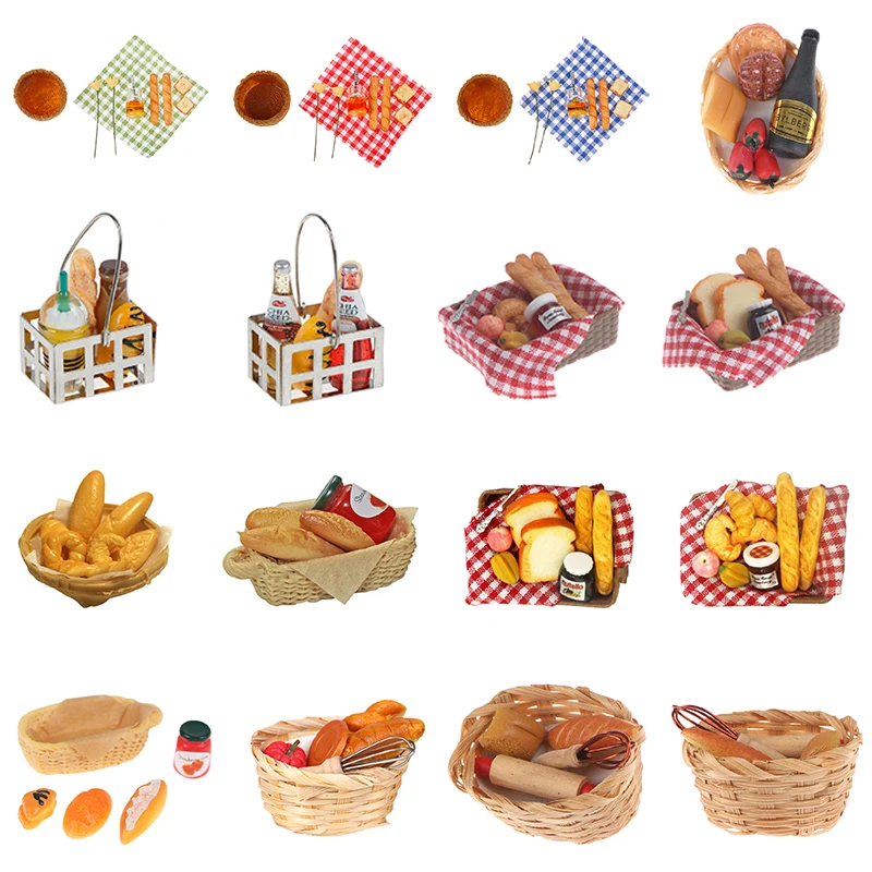 1 :6 /1: 12 cesto di pane in miniatura per casa delle bambole simulazione modello di cibo giocattoli decorazione per casa delle bambole Mini pane casa delle bambole giocattolo alimentare