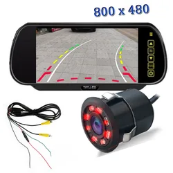 7 Inch Car Rearview Mirror Camera Monitor TFT LCD With 8 IR Night Vision Dynamic Trajectory Reversing Camera