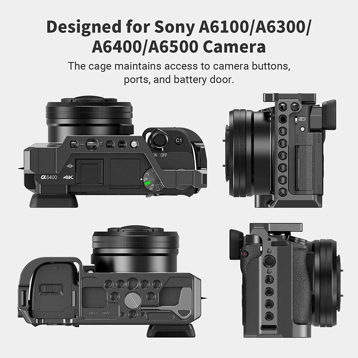 SmallRig A6400 Camera Cage for Sony Alpha A6300 / A6400 / A6500 / A6100 Camera w/ 1/4 3/8 Thread Holes for Vlog DIY Option 2310