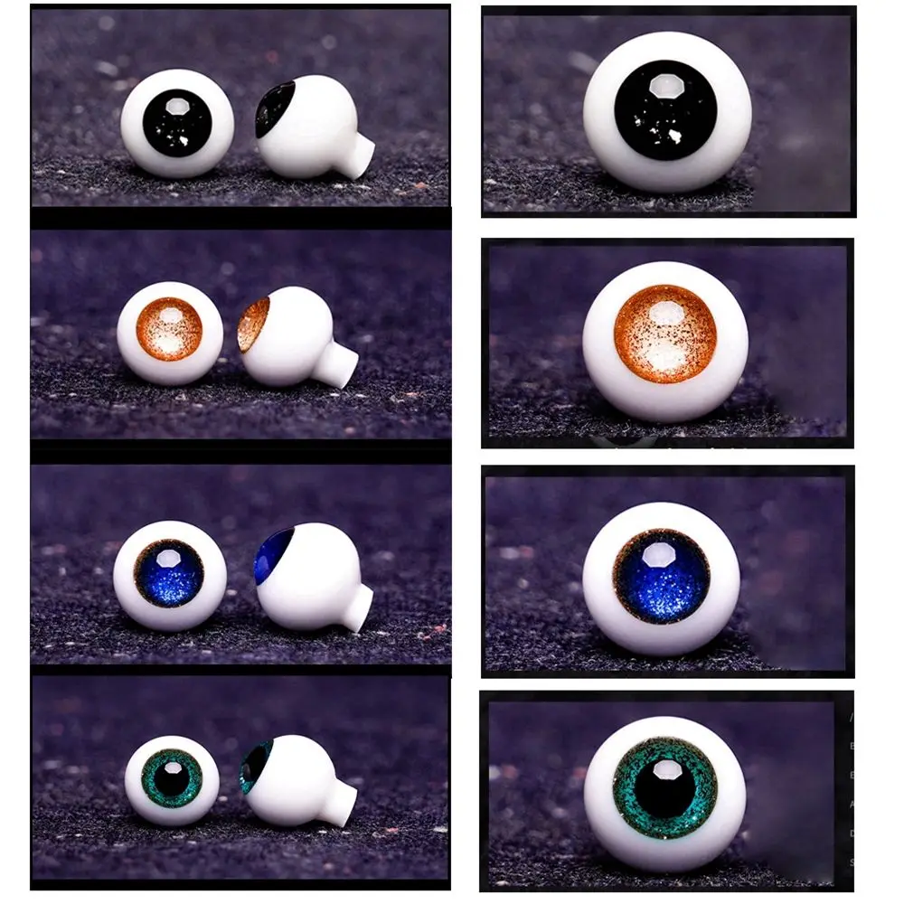 Ojos de cristal azul y negro para muñeca BJD, 8mm, 10mm, 12mm, 14mm, accesorios para manualidades, juguete de animales de seguridad